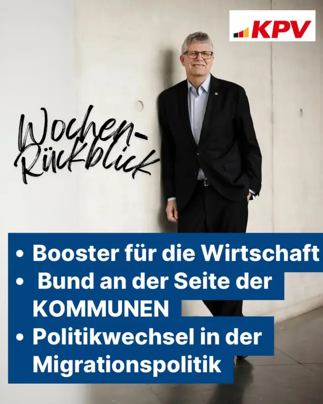 Diese Woche hat der Bundestag das Gesetz für ein steuerliches Investitionssofortprogramm zur Stärkung des Wirtschaftsstandorts Deutschland beschlossen. Das ist der Investitionsbooster zur Stärkung unserer Wirtschaft. Die darin enthaltenen Maßnahmen sind auf Investitionsförderung, Liquiditätsstärkung und strukturelle Entlastungen mit einem Volumen von über 45 Mrd. Euro in fünf Jahren ausgerichtet. Mit diesem Gesetz geben wir Unternehmen endlich die erforderliche Planungssicherheit, um Deutschland wieder bei der Standortwahl von Investitionsentscheidungen mitzuberücksichtigen. Aber Geld alleine wird nicht helfen. Wir brauchen nun auch einen Booster in der Planungsbeschleunigung für schlanke Verfahren. Hier muss nun insbesondere das Bauressort liefern.
Das Gesetz wird bei Bund, Ländern und Kommunen vorübergehend zu Mindereinnahmen führen. Aber wir lassen die Kommunen in Deutschland nicht im Stich. Der Bund wird Länder und Kommunen daher gezielt und zeitlich befristet entlasten: Der Bund ist bereit, die Mindereinnahmen der Kommunen von 2025 - 2029 vollständig zu übernehmen. Die Kompensation erfolgt über eine entsprechende Anpassung der Festbeträge an der Umsatzsteuer der Gemeinden. Das ist eine gute Nachricht.
Wir leiten den Wechsel in der Migrations- und Innenpolitik mit der 2./3. Lesung des Gesetzes zur Aussetzung des Familiennachzugs zu subsidiär Schutzberechtigten ein. Die Aussetzung des Familiennachzugs für zwei Jahre (wie bereits 2016-2018) wird den Zuzug von Familienangehörigen nach Deutschland spürbar verringern. In Härtefällen bleibt der Familiennachzug möglich. Mit der Änderung des Staatsangehörigkeitsrechts wird insbesondere die von der Ampel eingeführte Turboeinbürgerung nach bereits drei Jahren wieder abgeschafft. Union hält Wort!